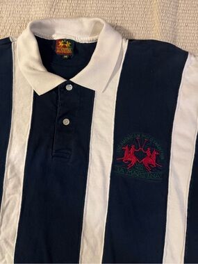 La Martina Men’s Navy & White Striped Polo Shirt